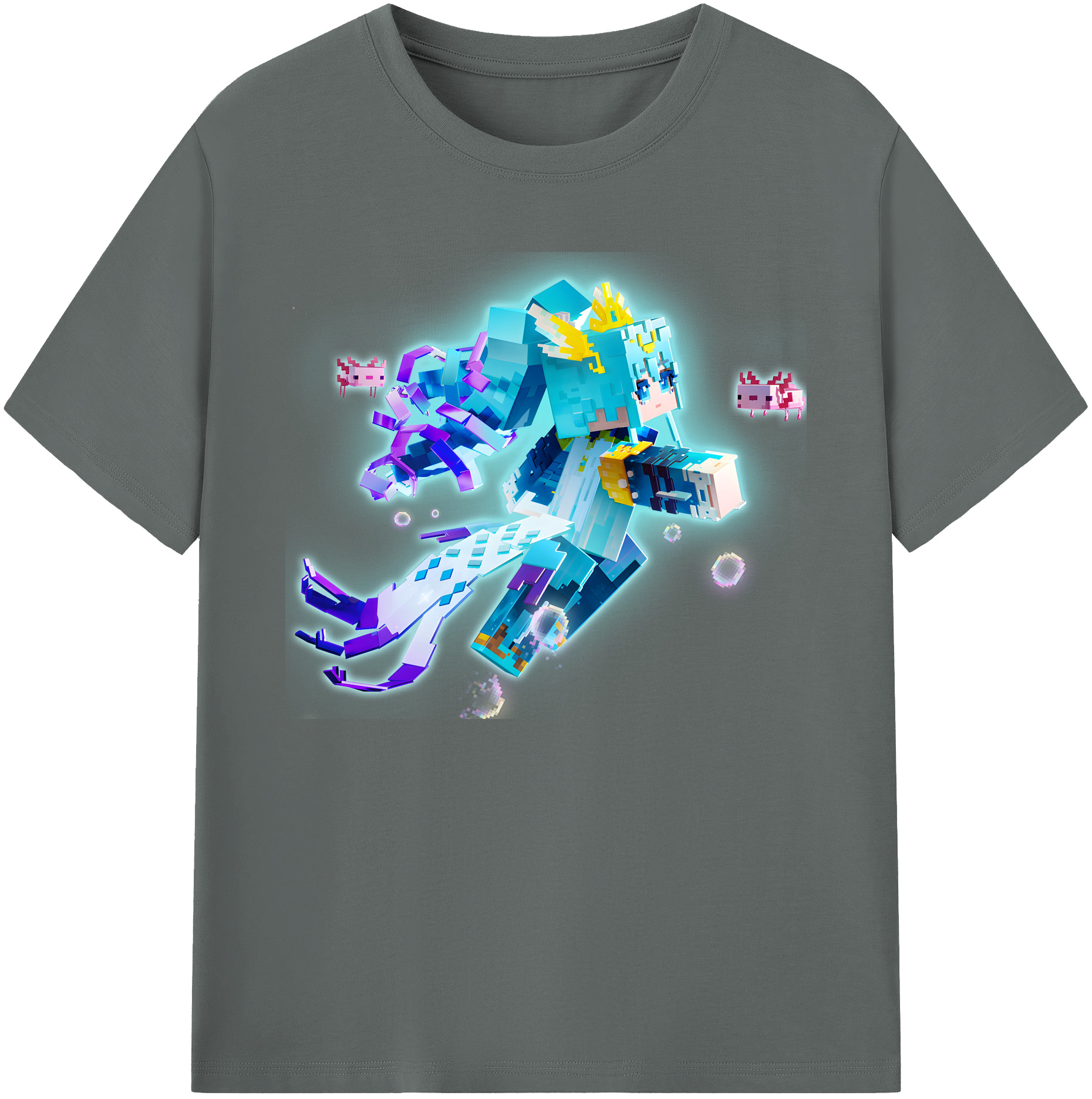（画像用） マインクラフト ブロックの世界 Minecraft MC Block world 綿100％ メンズ半袖Tシャツ｜肌触りやわらか＆通気性